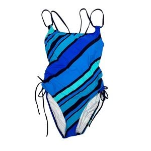 NWT Nautica Women's Sz XL Newport Stripe One-Piece Swimsuit Blue